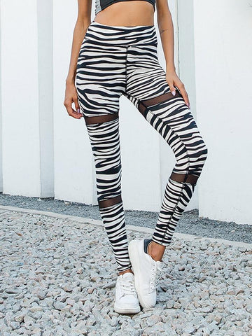 Ericdress Women Zebra Stripe Print Summer Gym Sports Leggings img 1